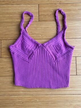 Free People orchid purple knit cropped tank top